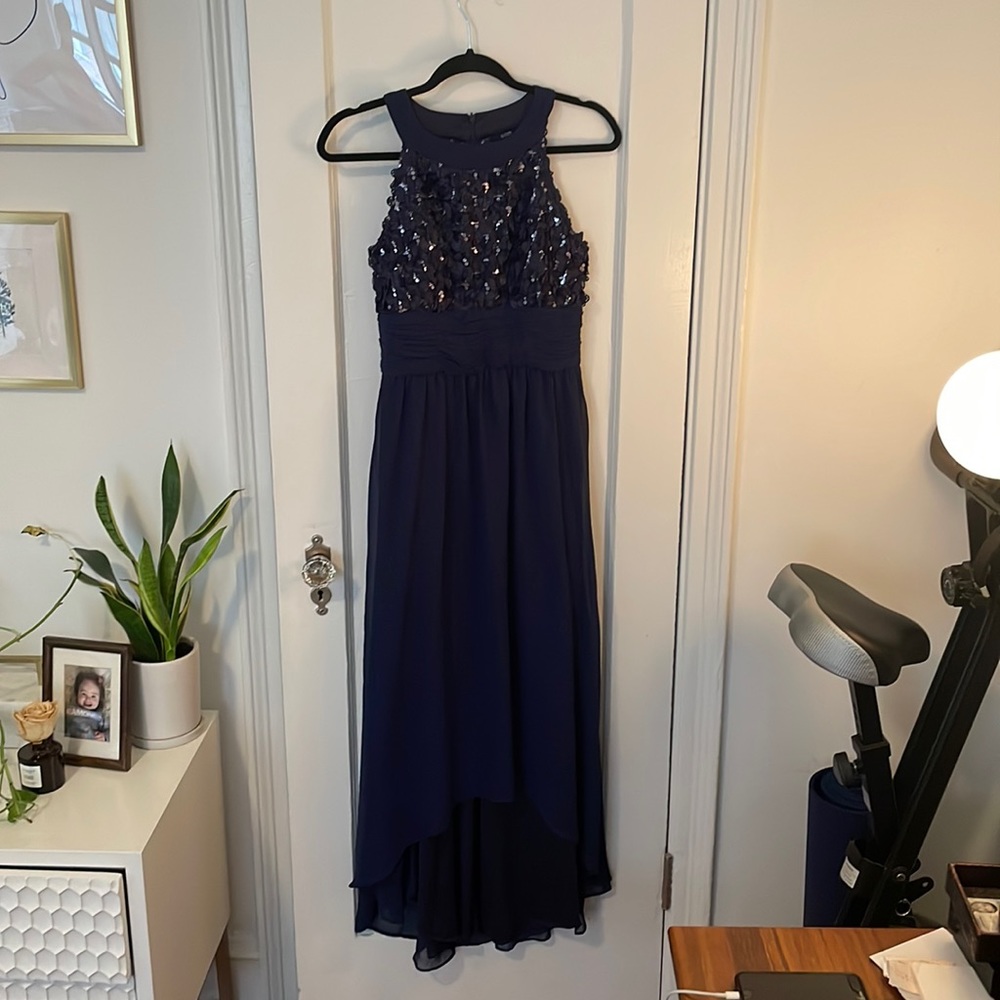 Navy sequin formal maxi dress